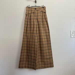 NWT No. 6 Store Plaid Square Wool Loose Wide Leg Trousers Pants 1